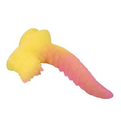 POWER MONSTERS - DILDO ONDULADO MONSTER FANTASY COM VENTOSA 22,5 CM Ø 5,5 CM ROSA E AMARELO - D-246093 - Dona Pimenta
