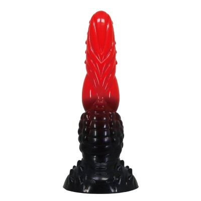 POWER MONSTERS - DILDO DE FANTASIA DRAGÃO DE FOGO COM VENTOSA 24,5 CM Ø 5,8 CM VERMELHO E PRETO - D-246094 - Dona Pimenta