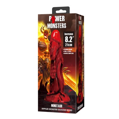 POWER MONSTERS - DILDO FANTASIA MINOTAURO COM VENTOSA 21 CM Ø 5 CM VERMELHO E PRETO - D-246095 - Dona Pimenta