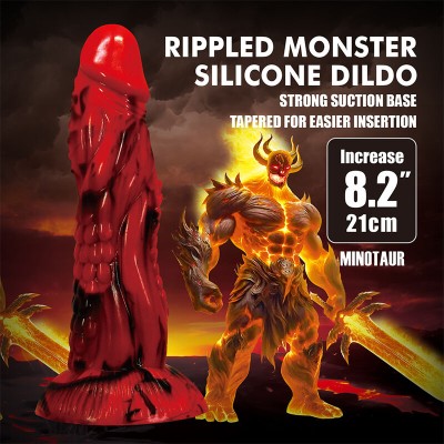 POWER MONSTERS - DILDO FANTASIA MINOTAURO COM VENTOSA 21 CM Ø 5 CM VERMELHO E PRETO - D-246095 - Dona Pimenta