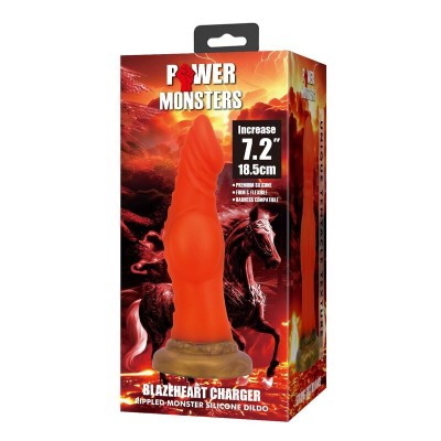POWER MONSTERS - BLAZEHEART CHARGER FANTASY DILDO DE SILICONE 18,5 CM Ø 4,5 CM - D-246099 - Dona Pimenta