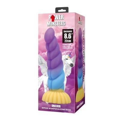 POWER MONSTERS - UNICÓRNIO TRICOLOR FANTASIA DE SILICONE 22 CM Ø 5 CM - D-246102 - Dona Pimenta