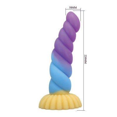 POWER MONSTERS - UNICÓRNIO TRICOLOR FANTASIA DE SILICONE 22 CM Ø 5 CM - D-246102 - Dona Pimenta