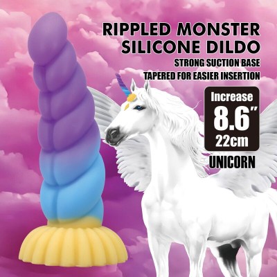 POWER MONSTERS - UNICÓRNIO TRICOLOR FANTASIA DE SILICONE 22 CM Ø 5 CM - D-246102 - Dona Pimenta