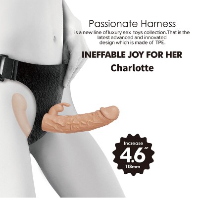 BAILE - CHARLOTTE HOLLOW DUPLA PENETRAÇÃO STRAP-ON CARNE - D-245966 - Dona Pimenta