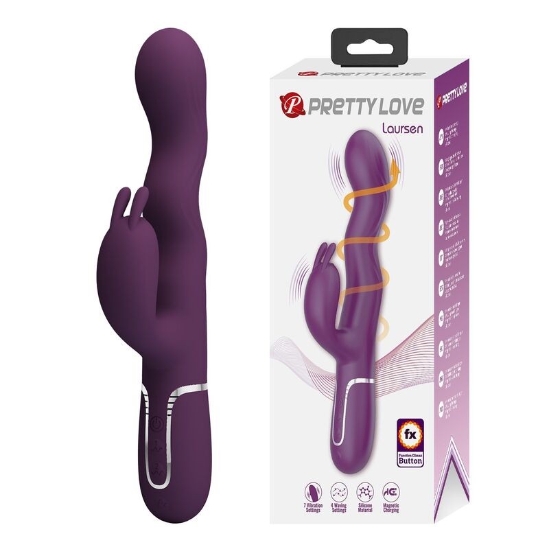 PRETTY LOVE - VIBRADOR LOURSEN RABBIT COM MOVIMENTO DE IMPULSO E 7 VIBRAÇÕES, RECARREGÁVEL VIA USB, ROXO - D-246039 - Dona Pimen