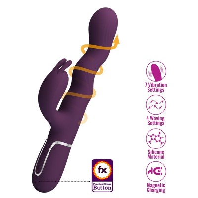 PRETTY LOVE - VIBRADOR LOURSEN RABBIT COM MOVIMENTO DE IMPULSO E 7 VIBRAÇÕES, RECARREGÁVEL VIA USB, ROXO - D-246039 - Dona Pimen