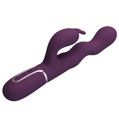 PRETTY LOVE - VIBRADOR LOURSEN RABBIT COM MOVIMENTO DE IMPULSO E 7 VIBRAÇÕES, RECARREGÁVEL VIA USB, ROXO - D-246039 - Dona Pimen