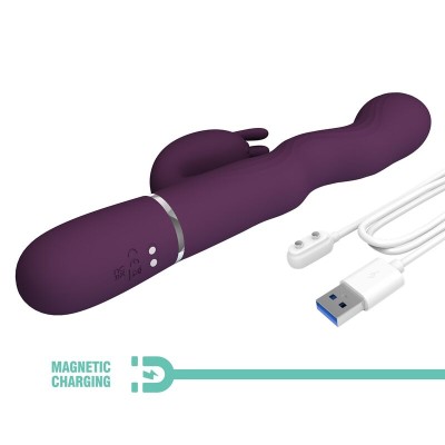 PRETTY LOVE - VIBRADOR LOURSEN RABBIT COM MOVIMENTO DE IMPULSO E 7 VIBRAÇÕES, RECARREGÁVEL VIA USB, ROXO - D-246039 - Dona Pimen