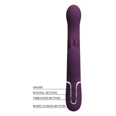 PRETTY LOVE - VIBRADOR LOURSEN RABBIT COM MOVIMENTO DE IMPULSO E 7 VIBRAÇÕES, RECARREGÁVEL VIA USB, ROXO - D-246039 - Dona Pimen