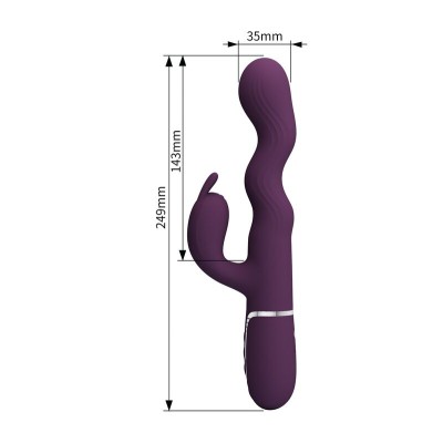 PRETTY LOVE - VIBRADOR LOURSEN RABBIT COM MOVIMENTO DE IMPULSO E 7 VIBRAÇÕES, RECARREGÁVEL VIA USB, ROXO - D-246039 - Dona Pimen