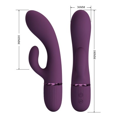 PRETTY LOVE - MARGIE VIBRADOR COELHO RECARREGÁVEL COM 10 FUNÇÕES ROXO - D-246131 - Dona Pimenta