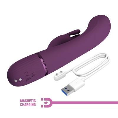 PRETTY LOVE - VIBRADOR COELHO RECARREGÁVEL ROCCO COM 10 FUNÇÕES - ROXO - D-246132 - Dona Pimenta