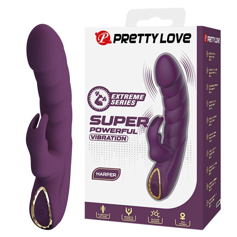 PRETTY LOVE - VIBRADOR COELHO RECARREGÁVEL HARPER COM 10 FUNÇÕES - ROXO - D-246135 - Dona Pimenta