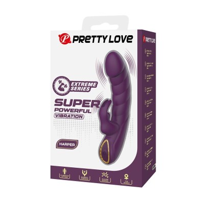 PRETTY LOVE - VIBRADOR COELHO RECARREGÁVEL HARPER COM 10 FUNÇÕES - ROXO - D-246135 - Dona Pimenta