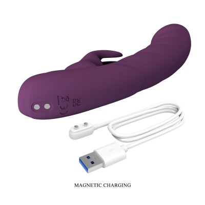 PRETTY LOVE - VIBRADOR COELHO RECARREGÁVEL HARPER COM 10 FUNÇÕES - ROXO - D-246135 - Dona Pimenta