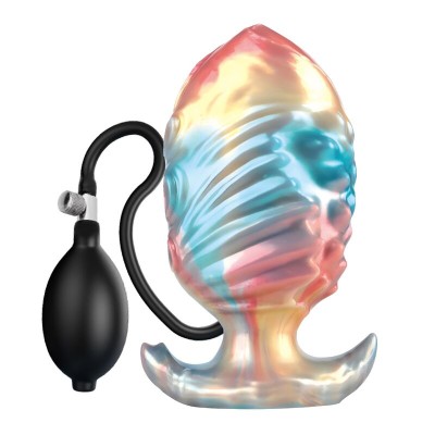 POWER MONSTERS - PLUG ANAL INFLÁVEL FANTASIA TRICOLOR LEVIATHAN DE ÉBANO 18 CM - D-246114 - Dona Pimenta