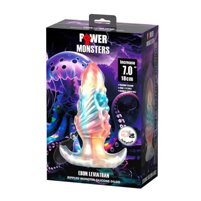POWER MONSTERS - PLUG ANAL INFLÁVEL FANTASIA TRICOLOR LEVIATHAN DE ÉBANO 18 CM - D-246114 - Dona Pimenta