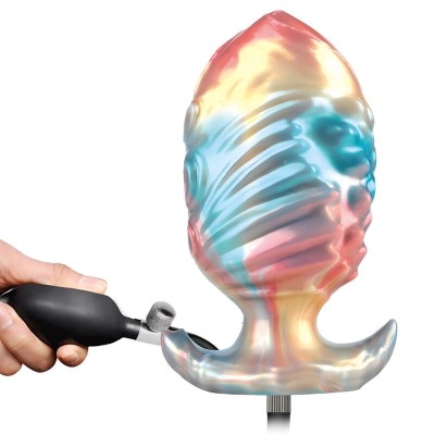 POWER MONSTERS - PLUG ANAL INFLÁVEL FANTASIA TRICOLOR LEVIATHAN DE ÉBANO 18 CM - D-246114 - Dona Pimenta