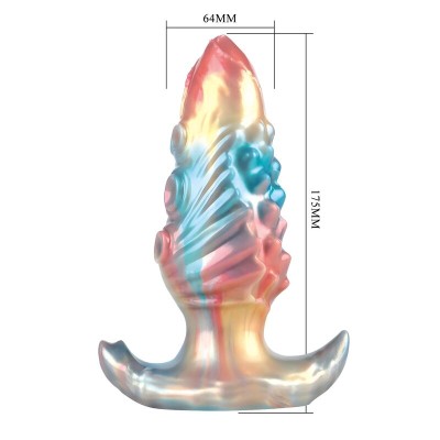 POWER MONSTERS - PLUG ANAL INFLÁVEL FANTASIA TRICOLOR LEVIATHAN DE ÉBANO 18 CM - D-246114 - Dona Pimenta