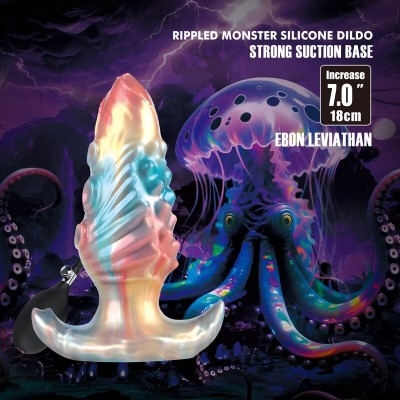 POWER MONSTERS - PLUG ANAL INFLÁVEL FANTASIA TRICOLOR LEVIATHAN DE ÉBANO 18 CM - D-246114 - Dona Pimenta