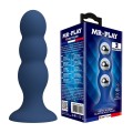 MR PLAY - PLUG ANAL COM BOLINHAS DE METAL E VENTOSA AZUL - D-245999 - Dona Pimenta