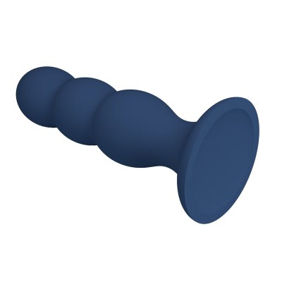 MR PLAY - PLUG ANAL COM BOLINHAS DE METAL E VENTOSA AZUL - D-245999 - Dona Pimenta