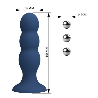 MR PLAY - PLUG ANAL COM BOLINHAS DE METAL E VENTOSA AZUL - D-245999 - Dona Pimenta