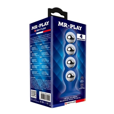MR PLAY - PLUG ANAL COM 4 BOLINHAS DE METAL E VENTOSA AZUL - D-246000 - Dona Pimenta