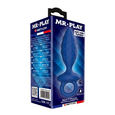 MR PLAY - PLUG ANAL TEXTURIZADO COM ANEL AZUL M - D-246002 - Dona Pimenta