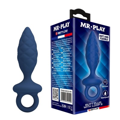 MR PLAY - PLUG ANAL TEXTURIZADO COM ANEL AZUL S - D-246003 - Dona Pimenta