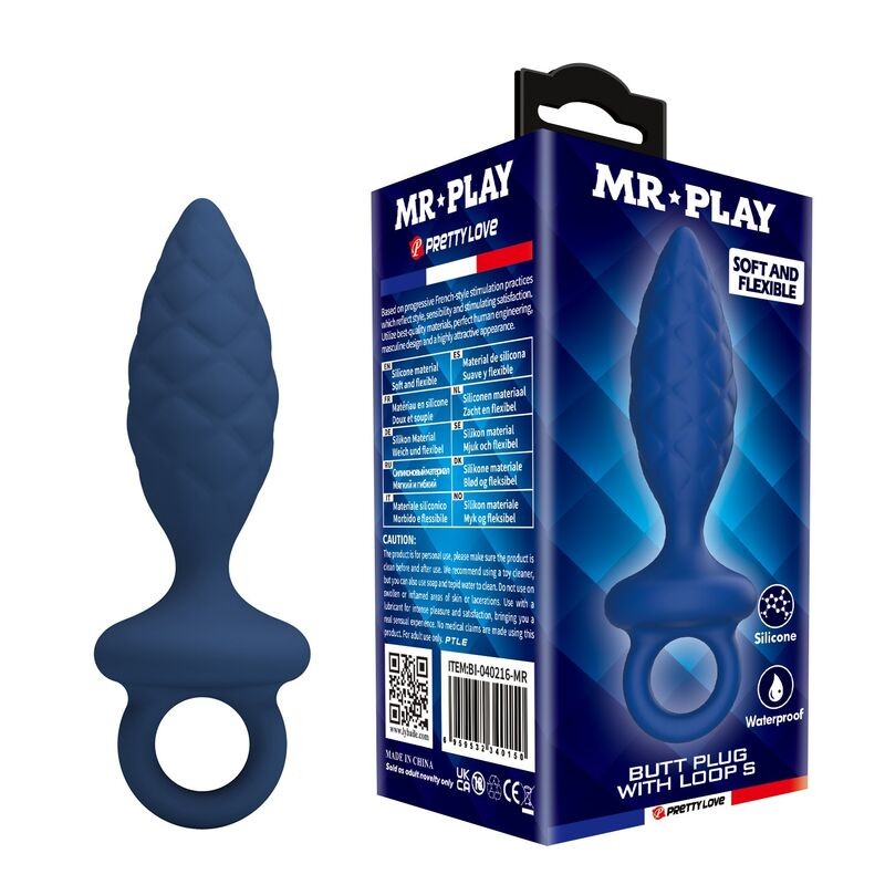 MR PLAY - PLUG ANAL TEXTURIZADO COM ANEL AZUL S - D-246003 - Dona Pimenta