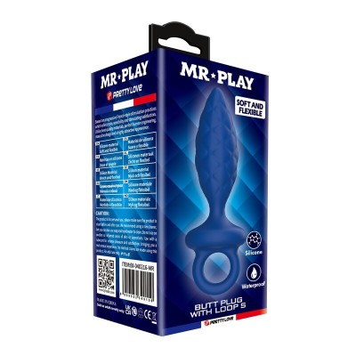 MR PLAY - PLUG ANAL TEXTURIZADO COM ANEL AZUL S - D-246003 - Dona Pimenta