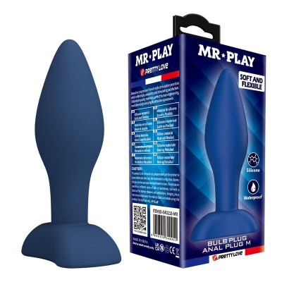 MR PLAY - PLUG ANAL DE SILICONE CÔNICO AZUL M - D-246005 - Dona Pimenta
