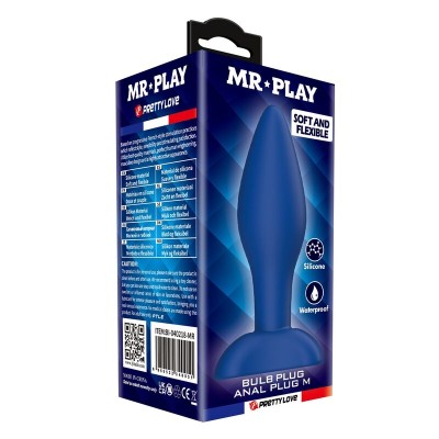 MR PLAY - PLUG ANAL DE SILICONE CÔNICO AZUL M - D-246005 - Dona Pimenta