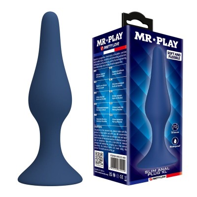 MR PLAY - PLUG ANAL DE SILICONE CÔNICO AZUL XL - D-246007 - Dona Pimenta