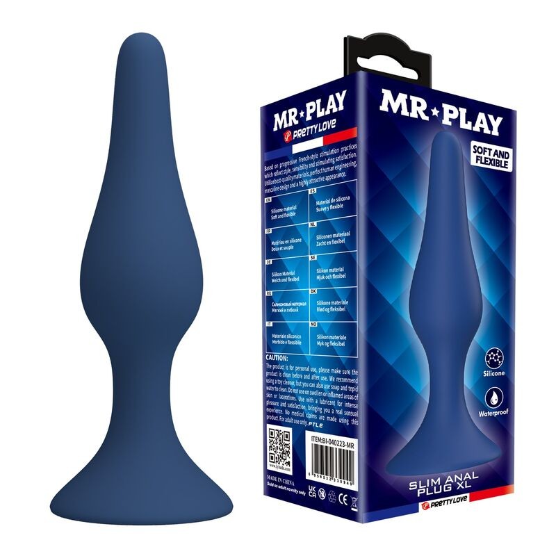 MR PLAY - PLUG ANAL DE SILICONE CÔNICO AZUL XL - D-246007 - Dona Pimenta