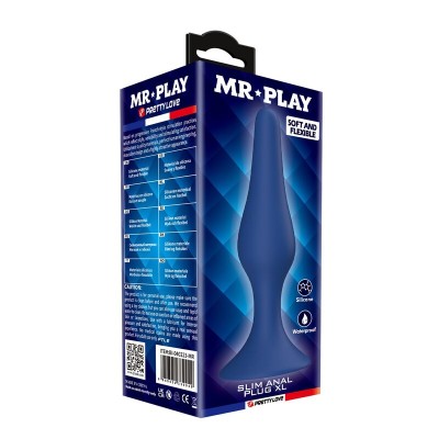 MR PLAY - PLUG ANAL DE SILICONE CÔNICO AZUL XL - D-246007 - Dona Pimenta