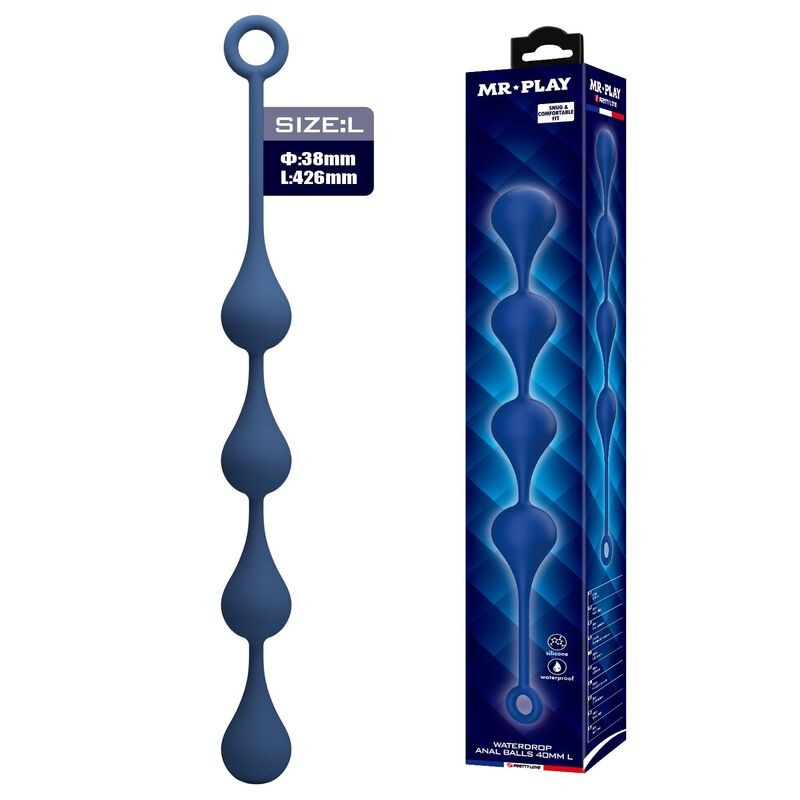 MR PLAY - BOLINHAS ANAL DE SILICONE AZUIS TAMANHO G 42,6 CM - D-246011 - Dona Pimenta