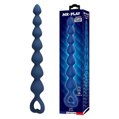 MR PLAY - BOLINHAS ANAL DE SILICONE AZUIS E PLUG ANAL 26,7 CM - D-246013 - Dona Pimenta