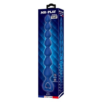MR PLAY - BOLINHAS ANAL DE SILICONE AZUIS E PLUG ANAL 26,7 CM - D-246013 - Dona Pimenta