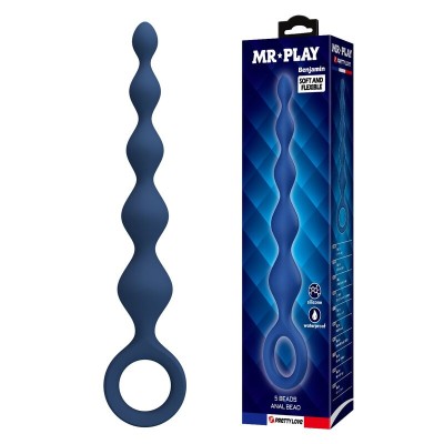 MR PLAY - BOLINHAS ANAL DE SILICONE AZUIS E PLUG ANAL 20,4 CM - D-246014 - Dona Pimenta