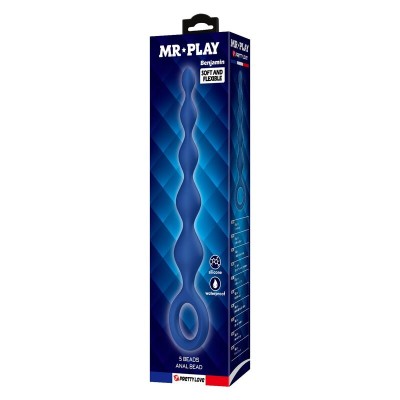MR PLAY - BOLINHAS ANAL DE SILICONE AZUIS E PLUG ANAL 20,4 CM - D-246014 - Dona Pimenta