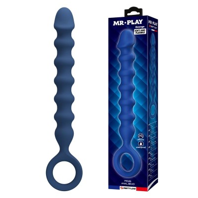 MR PLAY - BOLINHAS ANAL DE SILICONE AZUIS E PLUG ANAL - Ø - 3,4 CM - 28,5 CM - D-246015 - Dona Pimenta