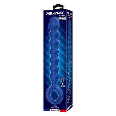 MR PLAY - BOLINHAS ANAL DE SILICONE AZUIS E PLUG ANAL - Ø - 3,4 CM - 28,5 CM - D-246015 - Dona Pimenta