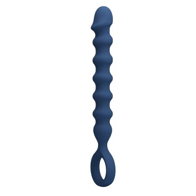 MR PLAY - BOLINHAS ANAL DE SILICONE AZUIS E PLUG ANAL - Ø - 3,4 CM - 28,5 CM - D-246015 - Dona Pimenta