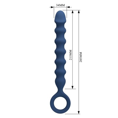 MR PLAY - BOLINHAS ANAL DE SILICONE AZUIS E PLUG ANAL - Ø - 3,4 CM - 28,5 CM - D-246015 - Dona Pimenta