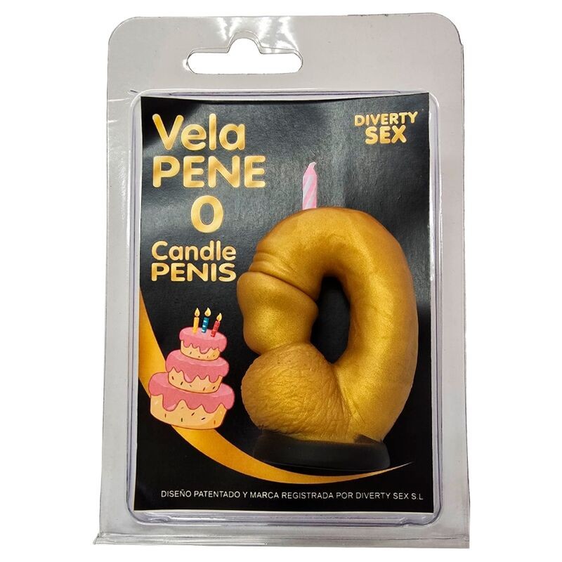 DIABLO PICANTE - VELA EM FORMATO DE PÊNIS COM O NÚMERO 0 NA COR DOURADA - D-246295 - Dona Pimenta