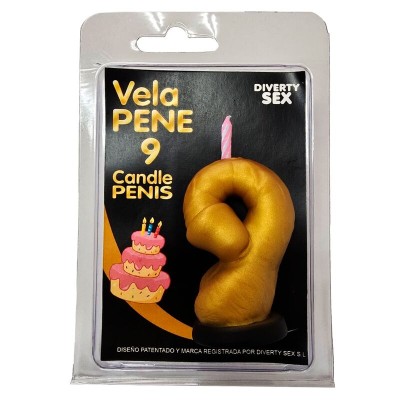 DIABLO PICANTE - VELA EM FORMATO DE PÊNIS COM O NÚMERO 0 NA COR DOURADA - D-246295 - Dona Pimenta