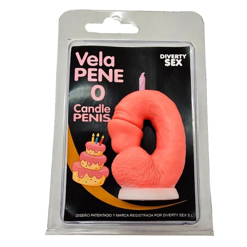 DIABLO PICANTE - VELA EM FORMATO DE PÊNIS COM O NÚMERO 0 NA COR ROSA - D-246305 - Dona Pimenta